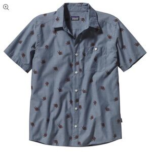 Patagonia Men's Agave Glass Blue Organic cotton button up shirt- XL